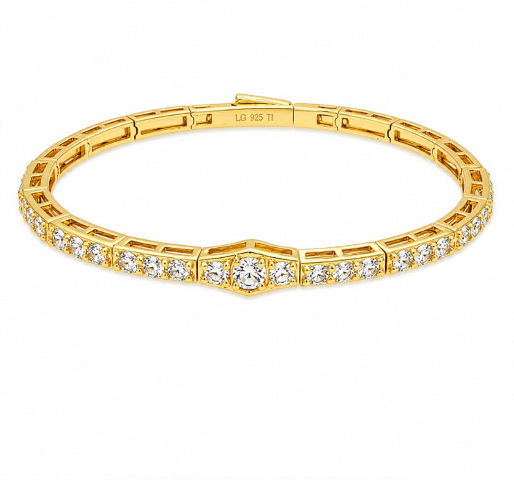 2.78 Ctw Lab Grown Diamond Flex Bangle in 925 Yellow Gold Plated