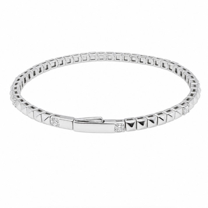 1.00 Ctw Lab Grown Diamond Flex Bangle in 925 Platinum Plated