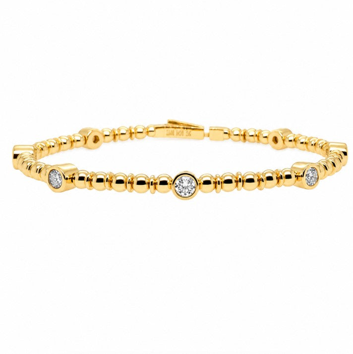 1.69 Ctw Lab Grown Diamond Flex Bangle in 925 Yellow Gold Plated