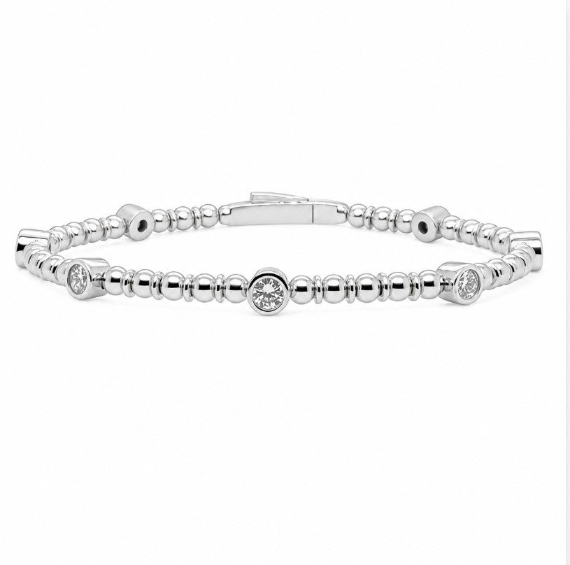 1.69 Ctw Lab Grown Diamond Flex Bangle in 925 Platinum Plated