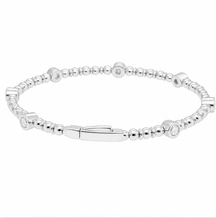 1.69 Ctw Lab Grown Diamond Flex Bangle in 925 Platinum Plated