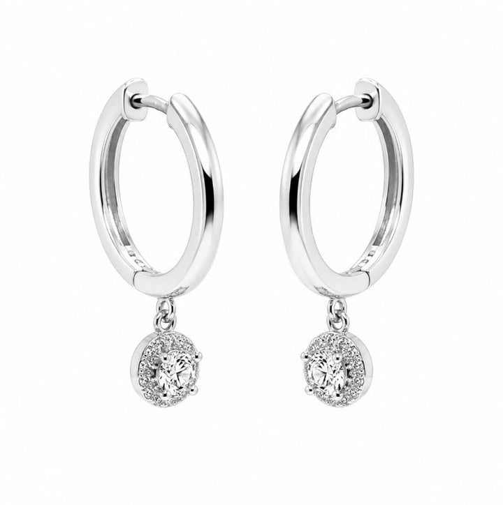 0.64 Ctw Lab Grown Diamond Dangle Earring in 925 Platinum Plated
