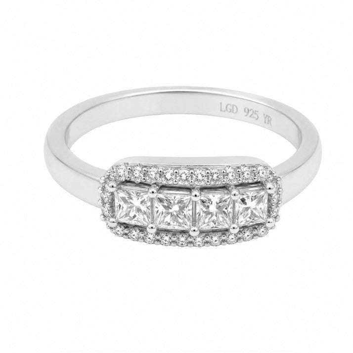 0.67 Ctw Lab Grown Diamond Ring in 925 Platinum Plated