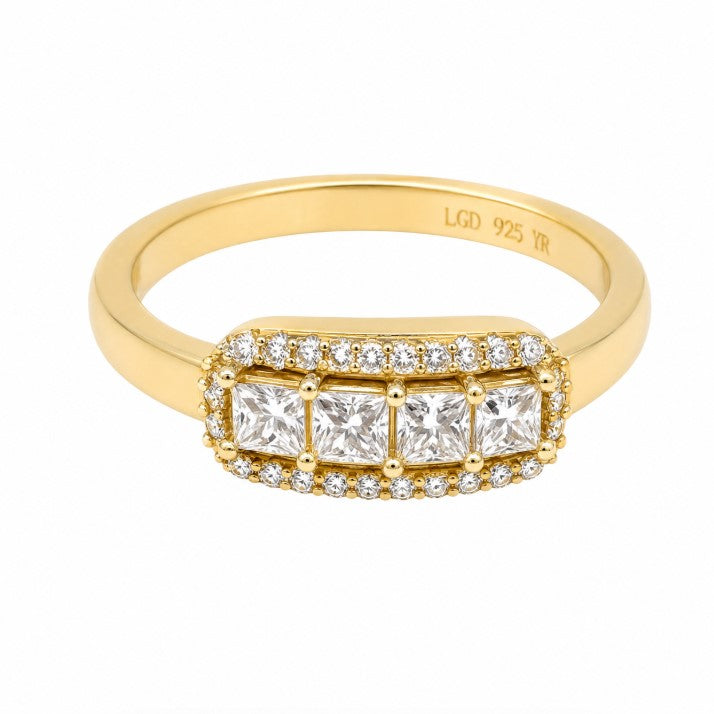 0.67 Ctw Lab Grown Diamond Ring in 925 Yellow Gold Plated