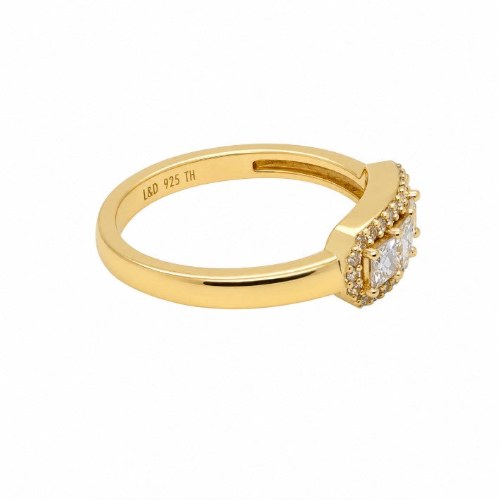 0.67 Ctw Lab Grown Diamond Ring in 925 Yellow Gold Plated
