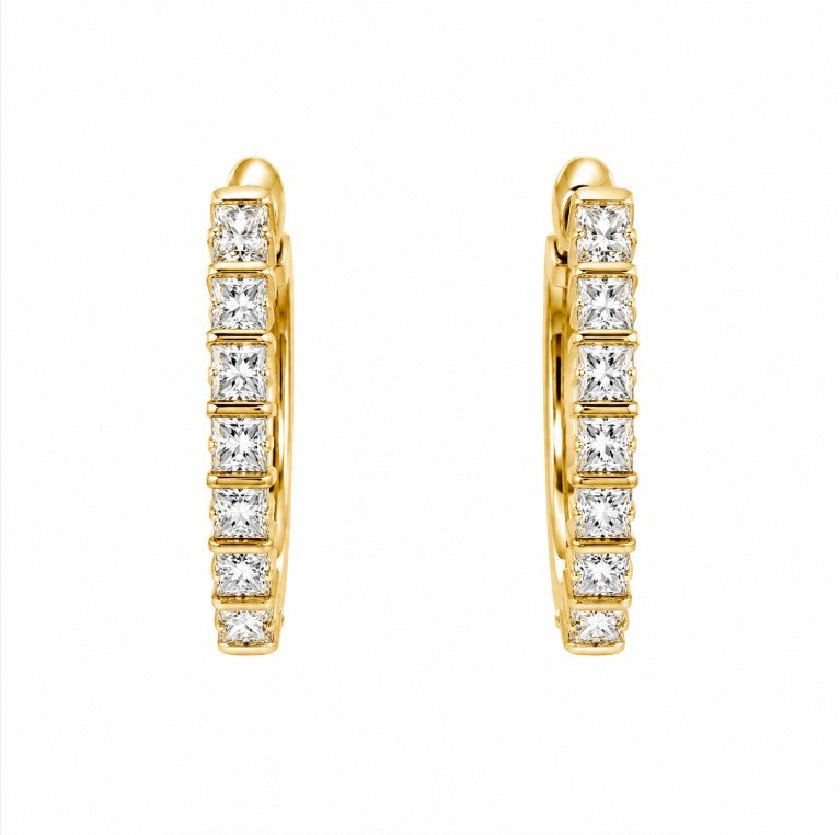1.78 Ctw Lab Grown Diamond Hoop Earringin 925 Yellow Gold Plated