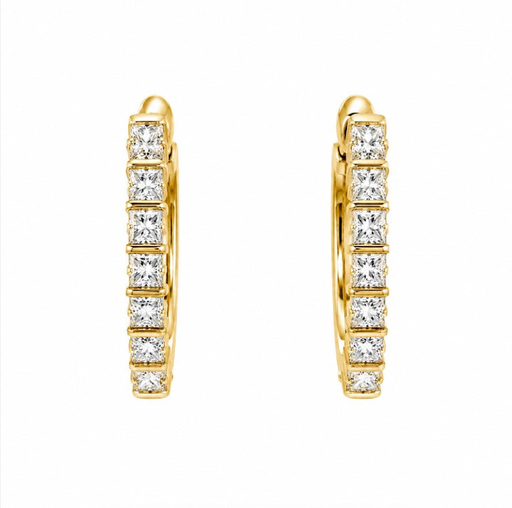 1.78 Ctw Lab Grown Diamond Hoop Earringin 925 Yellow Gold Plated