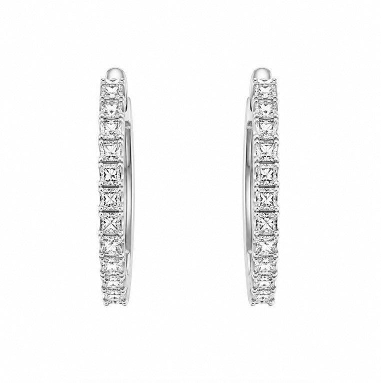 4.49 Ctw Lab Grown Diamond Hoop Earringin 925 Platinum Plated