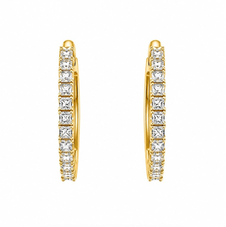 4.49 Ctw Lab Grown Diamond Hoop Earringin 925 Yellow Gold Plated