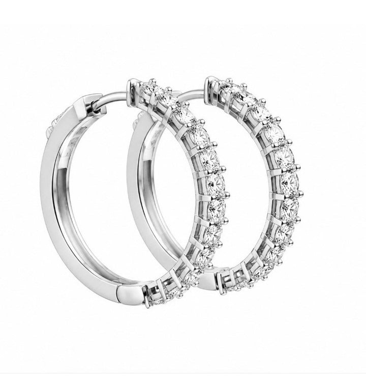 4.49 Ctw Lab Grown Diamond Hoop Earringin 925 Platinum Plated