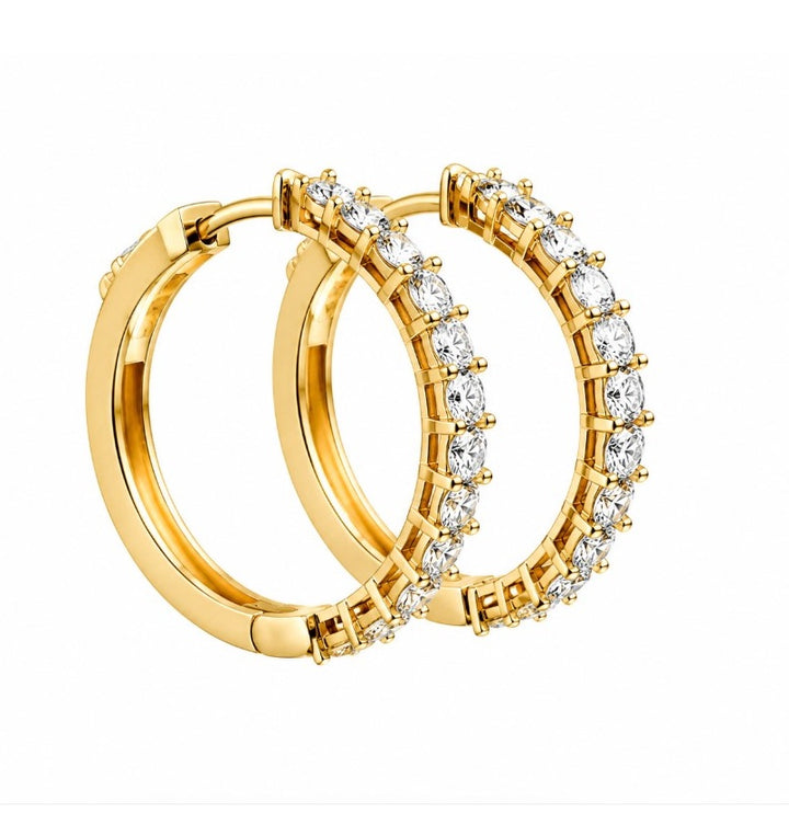 4.49 Ctw Lab Grown Diamond Hoop Earringin 925 Yellow Gold Plated