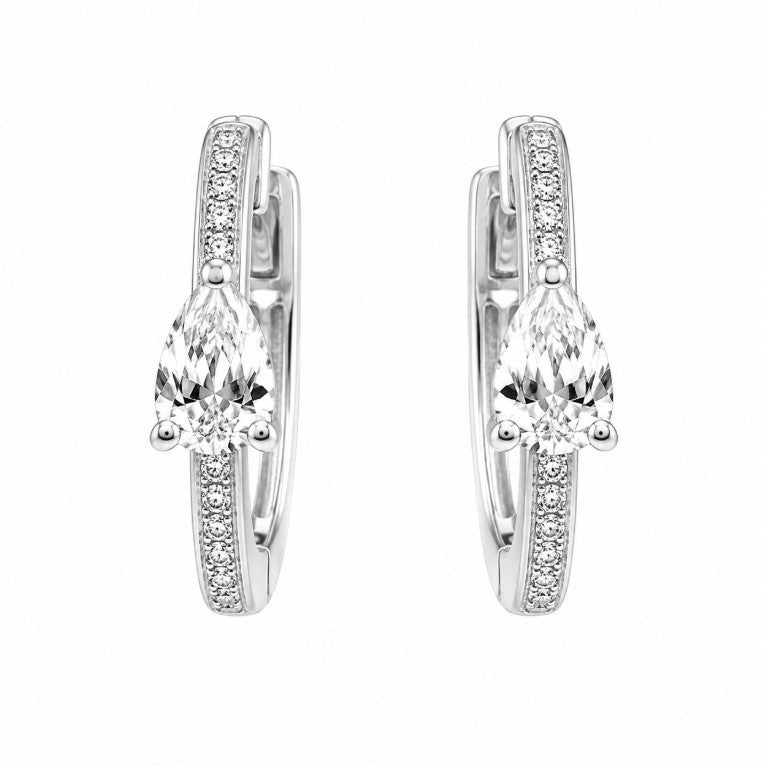 1.35 Ctw Lab Grown Diamond Hoop Earringin 925 Platinum Plated
