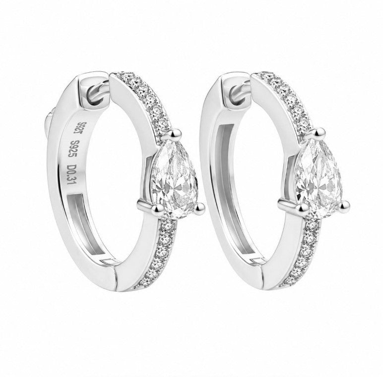 1.35 Ctw Lab Grown Diamond Hoop Earringin 925 Platinum Plated