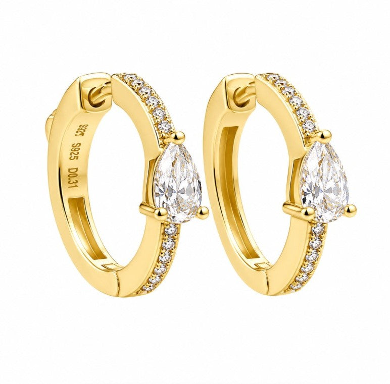 1.35 Ctw Lab Grown Diamond Hoop Earringin 925 Yellow Gold Plated