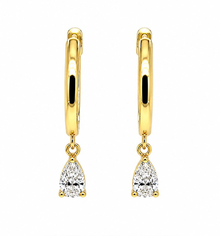 1.01 Ctw Lab Grown Diamond Dangle Earring in 925 Yellow Gold Plated