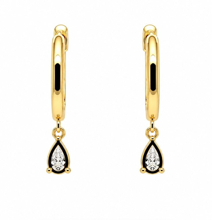 1.01 Ctw Lab Grown Diamond Dangle Earring in 925 Yellow Gold Plated