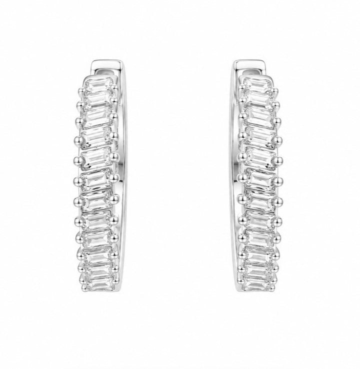 0.93 Ctw Lab Grown Diamond Hoop Earringin 925 Platinum Plated