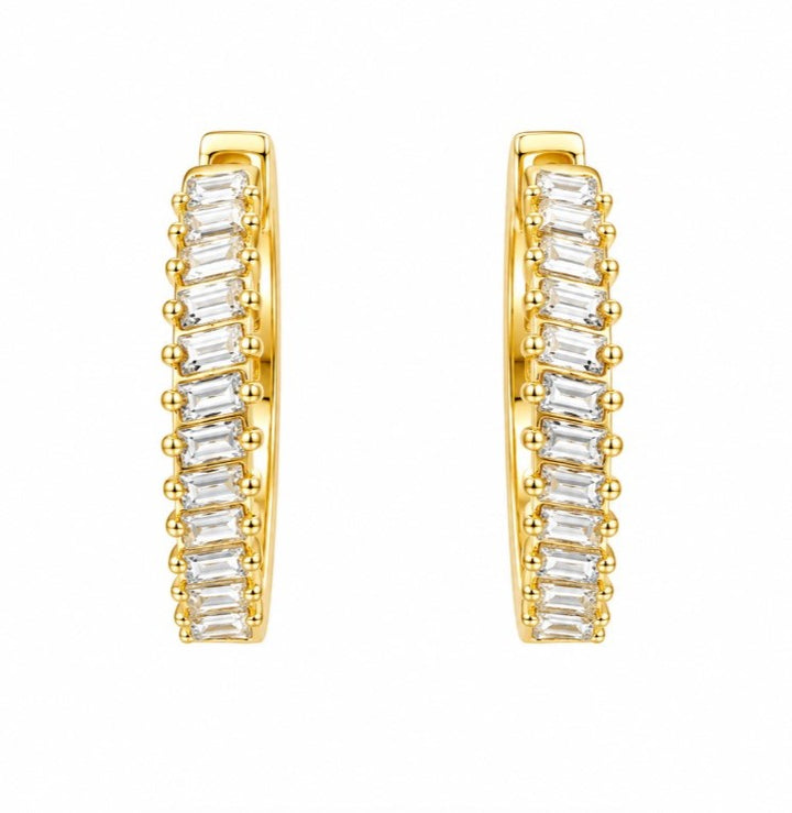 0.93 Ctw Lab Grown Diamond Hoop Earringin 925 Yellow Gold Plated