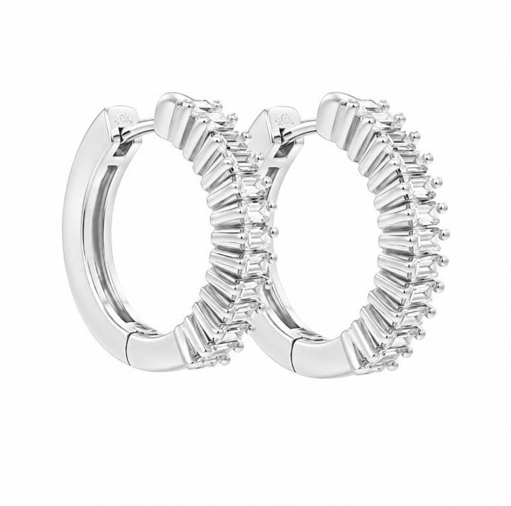 0.93 Ctw Lab Grown Diamond Hoop Earringin 925 Platinum Plated