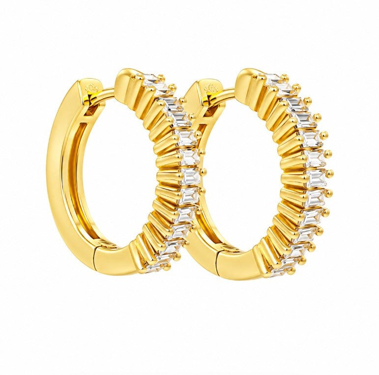 0.93 Ctw Lab Grown Diamond Hoop Earringin 925 Yellow Gold Plated