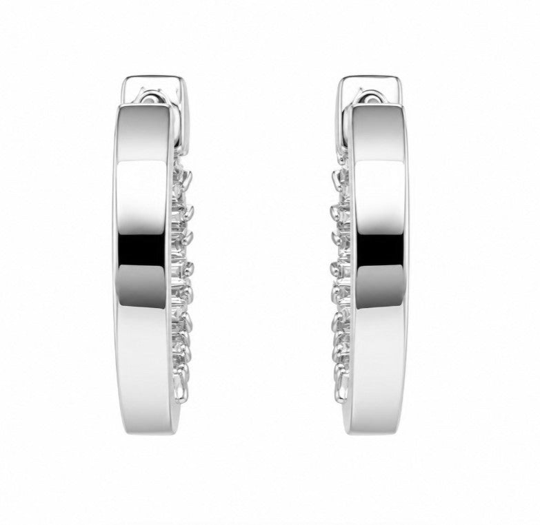 0.93 Ctw Lab Grown Diamond Hoop Earringin 925 Platinum Plated