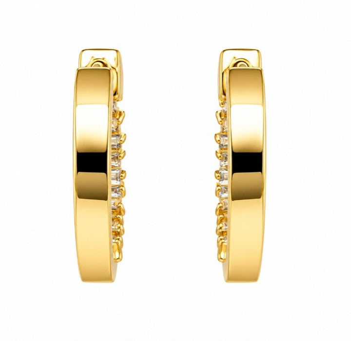 0.93 Ctw Lab Grown Diamond Hoop Earringin 925 Yellow Gold Plated