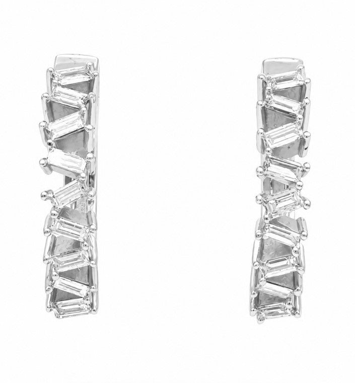 0.77 Ctw Lab Grown Diamond Hoop Earringin 925 Platinum Plated