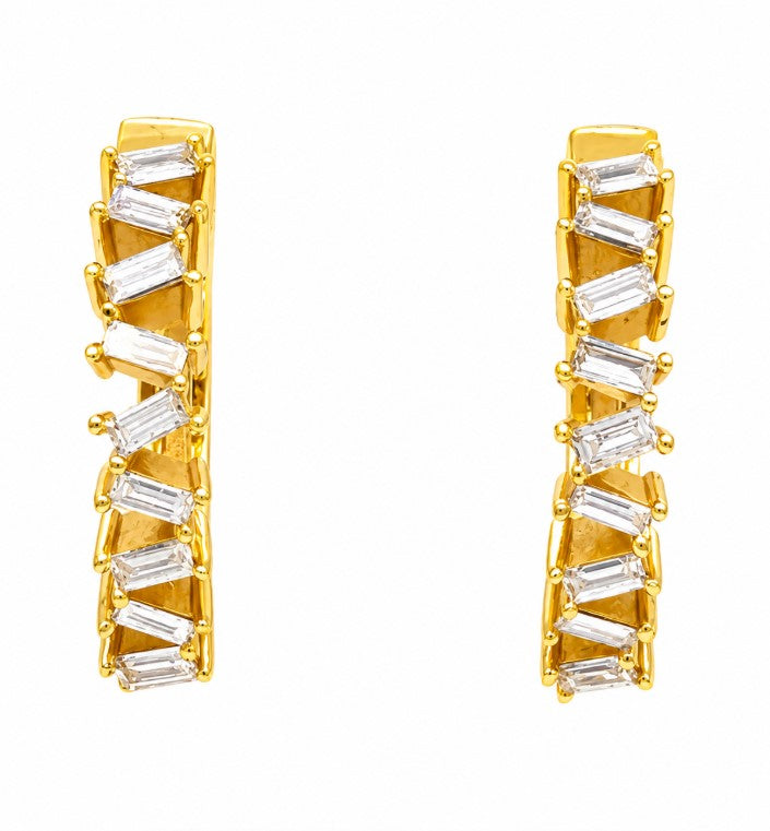 0.77 Ctw Lab Grown Diamond Hoop Earringin 925 Yellow Gold Plated