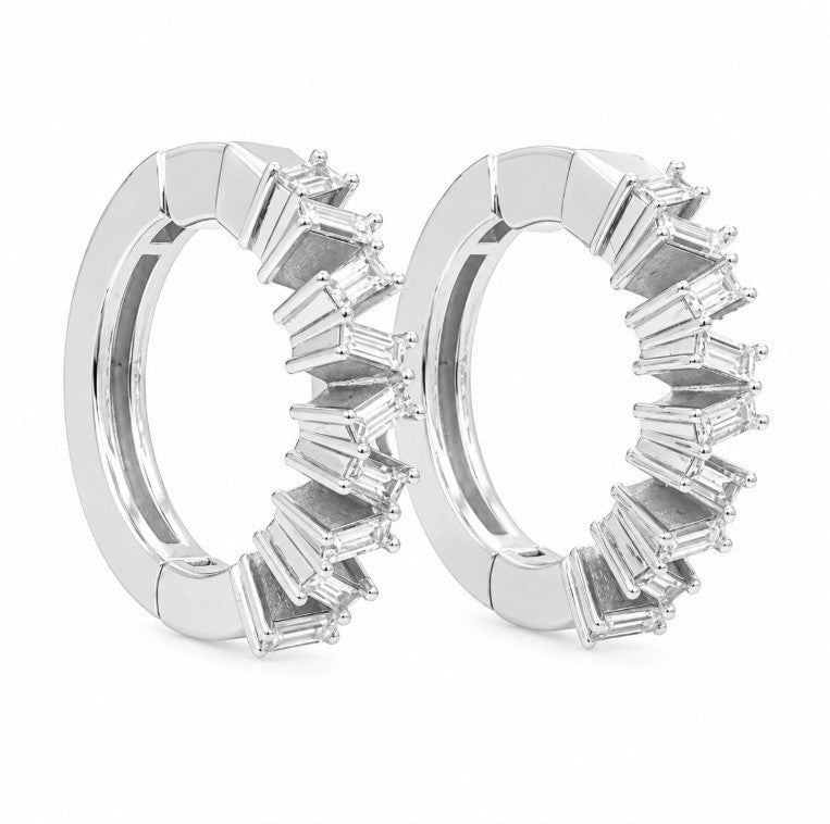 0.77 Ctw Lab Grown Diamond Hoop Earringin 925 Platinum Plated