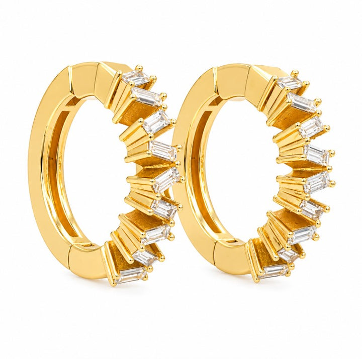 0.77 Ctw Lab Grown Diamond Hoop Earringin 925 Yellow Gold Plated