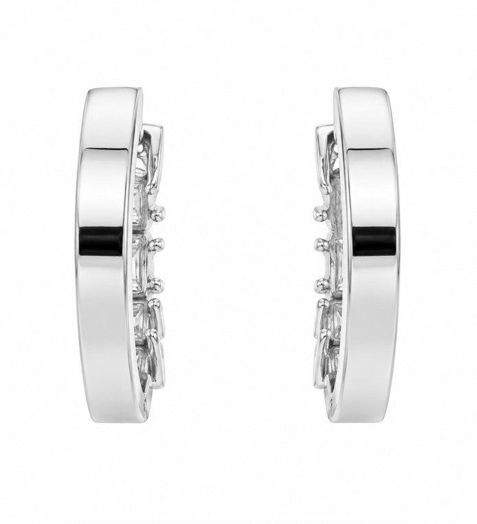 0.77 Ctw Lab Grown Diamond Hoop Earringin 925 Platinum Plated