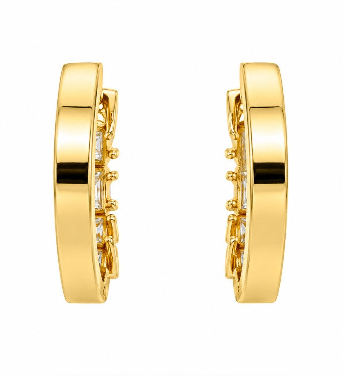 0.77 Ctw Lab Grown Diamond Hoop Earringin 925 Yellow Gold Plated