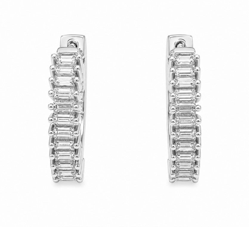 0.92 Ctw Lab Grown Diamond Hoop Earringin 925 Platinum Plated