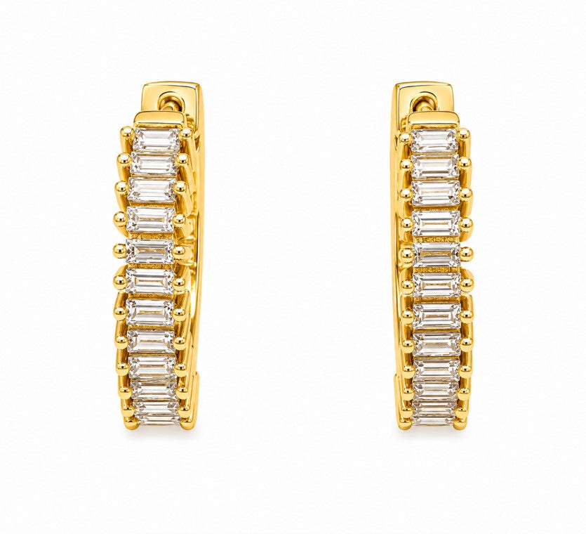 0.92 Ctw Lab Grown Diamond Hoop Earringin 925 Yellow Gold Plated
