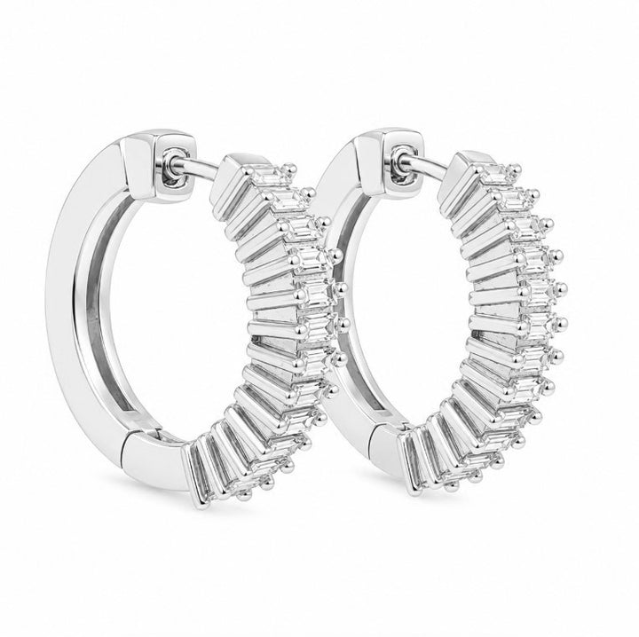 0.92 Ctw Lab Grown Diamond Hoop Earringin 925 Platinum Plated