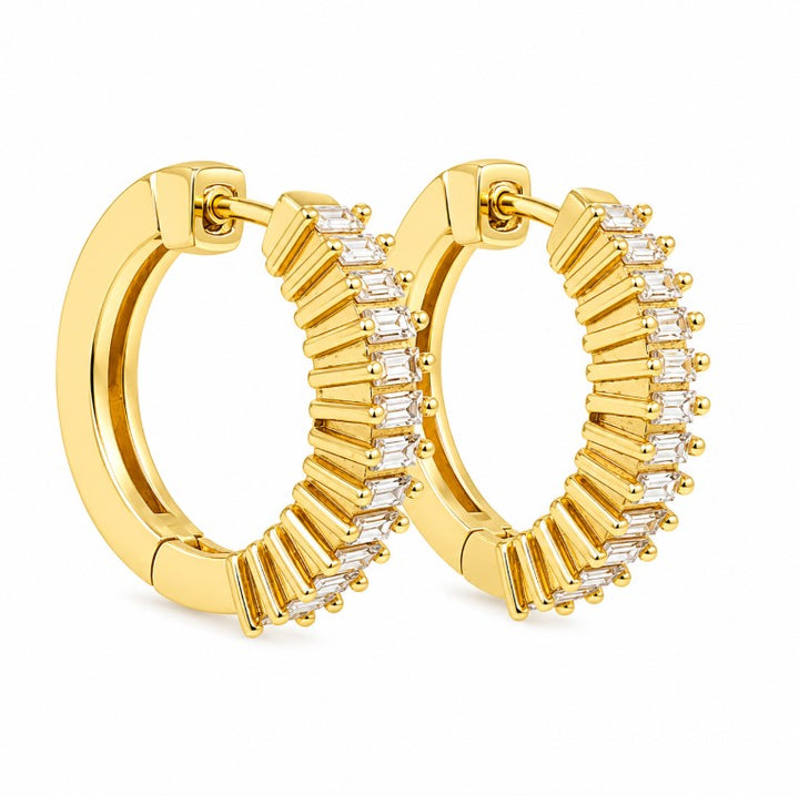 0.92 Ctw Lab Grown Diamond Hoop Earringin 925 Yellow Gold Plated
