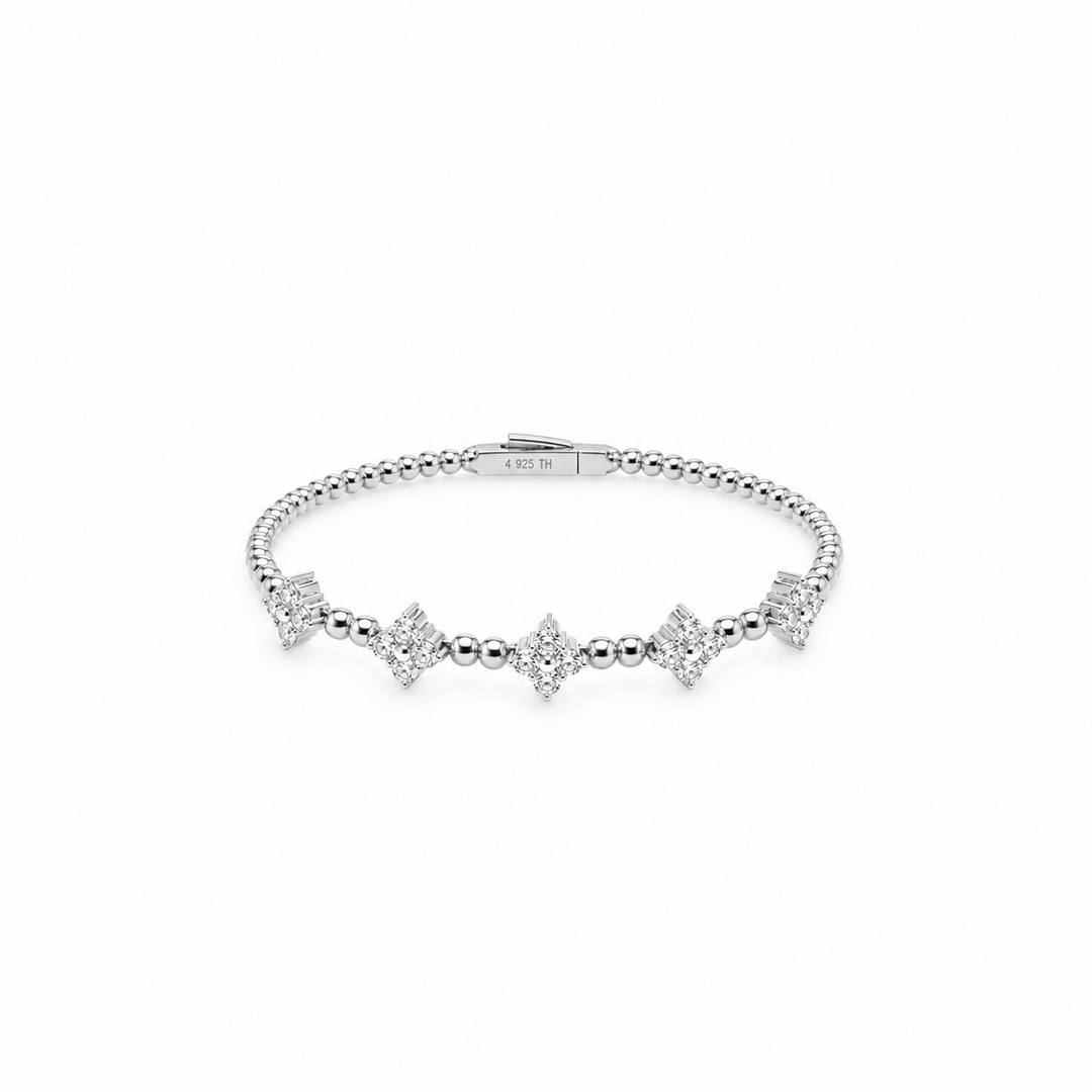 2.20 DEW Moissanite Flex Bangle in 925 Platinum Plated