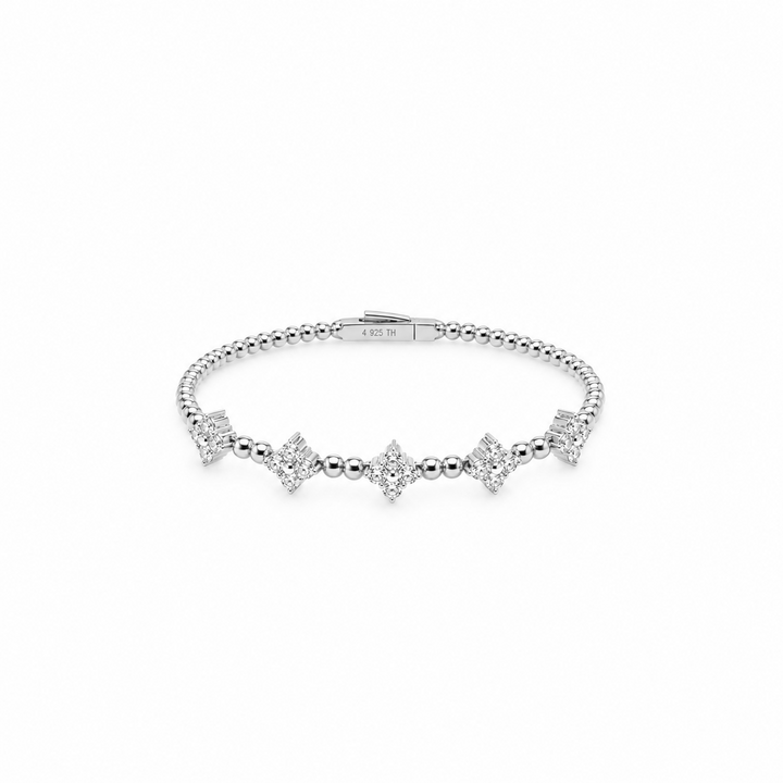 2.20 DEW Moissanite Flex Bangle in 925 Platinum Plated