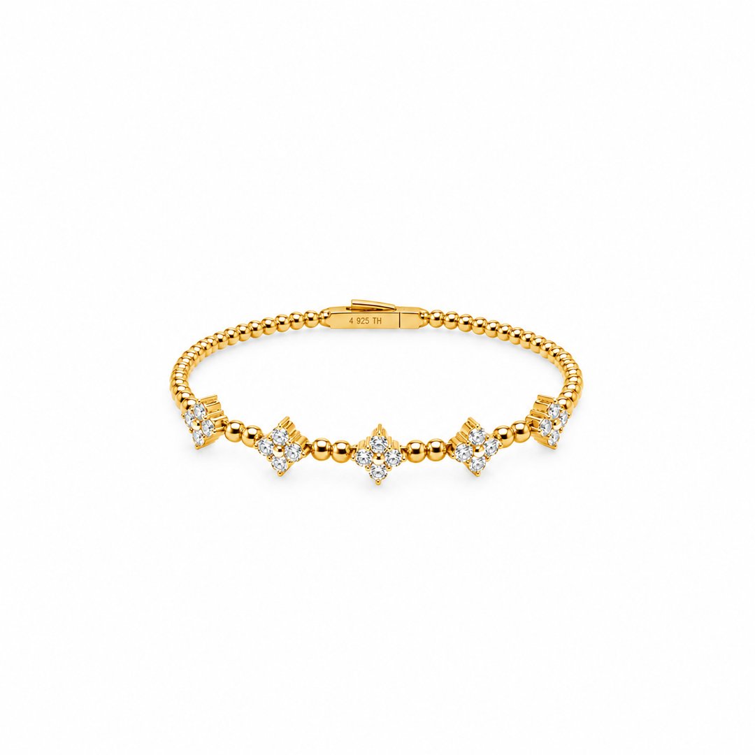 2.20 DEW Moissanite Flex Bangle in 925 Yellow Gold Plated