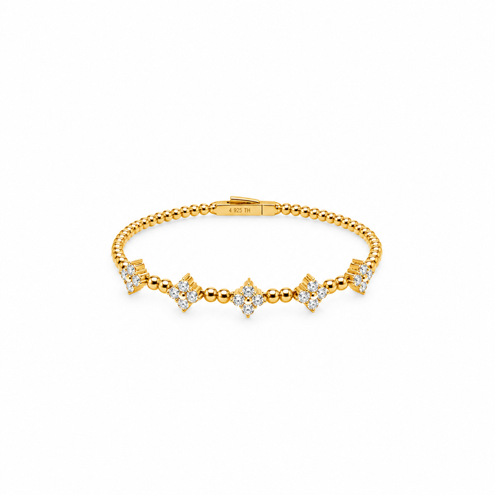 2.20 DEW Moissanite Flex Bangle in 925 Yellow Gold Plated