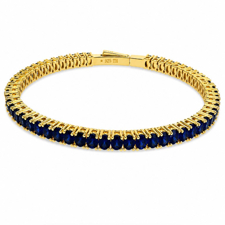 13.65 Ctw Blue Sapphire Flex Bangle in Brass Yellow Gold