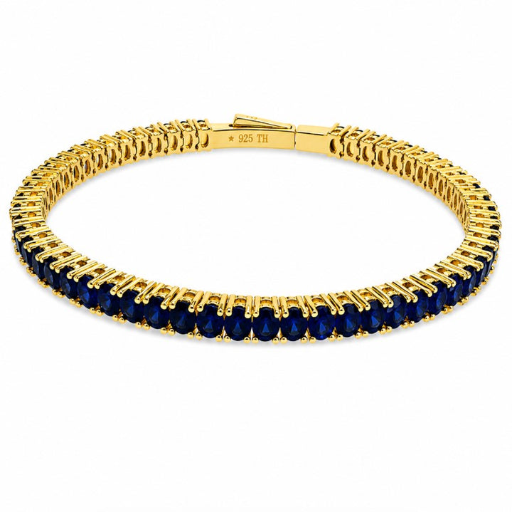 13.65 Ctw Blue Sapphire Flex Bangle in Brass Yellow Gold