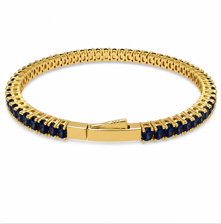 13.65 Ctw Blue Sapphire Flex Bangle in Brass Yellow Gold