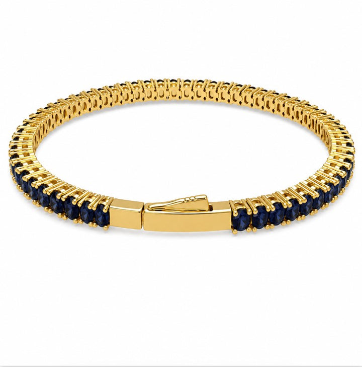 13.65 Ctw Blue Sapphire Flex Bangle in Brass Yellow Gold