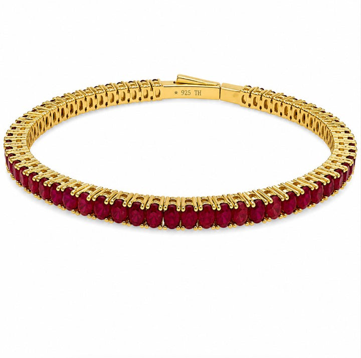 12.45 Ctw Ruby Flex Bangle in Brass Yellow Gold