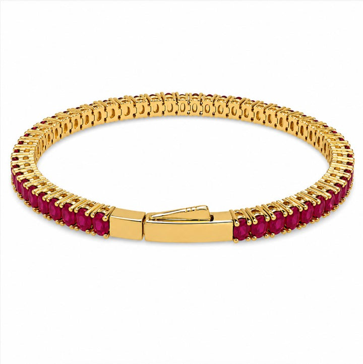 12.45 Ctw Ruby Flex Bangle in Brass Yellow Gold