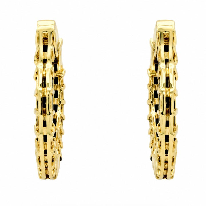 1.55 Ctw Black Spinel Hoop Earring in Brass Yellow Gold