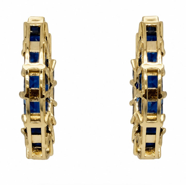 4.11 Ctw Blue Spinel Hoop Earring in Brass Yellow Gold