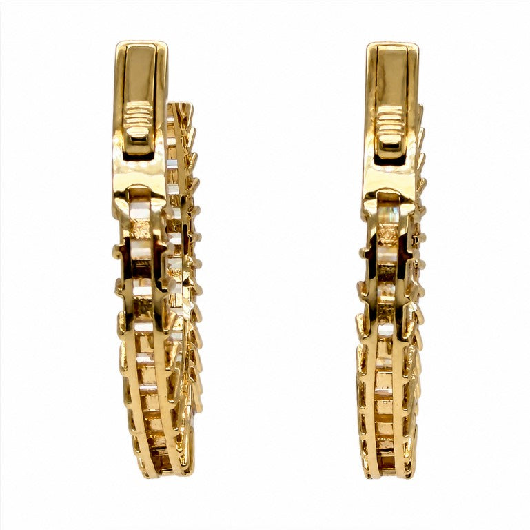 4.25 Ctw White Zircon Hoop Earring in Brass Yellow Gold