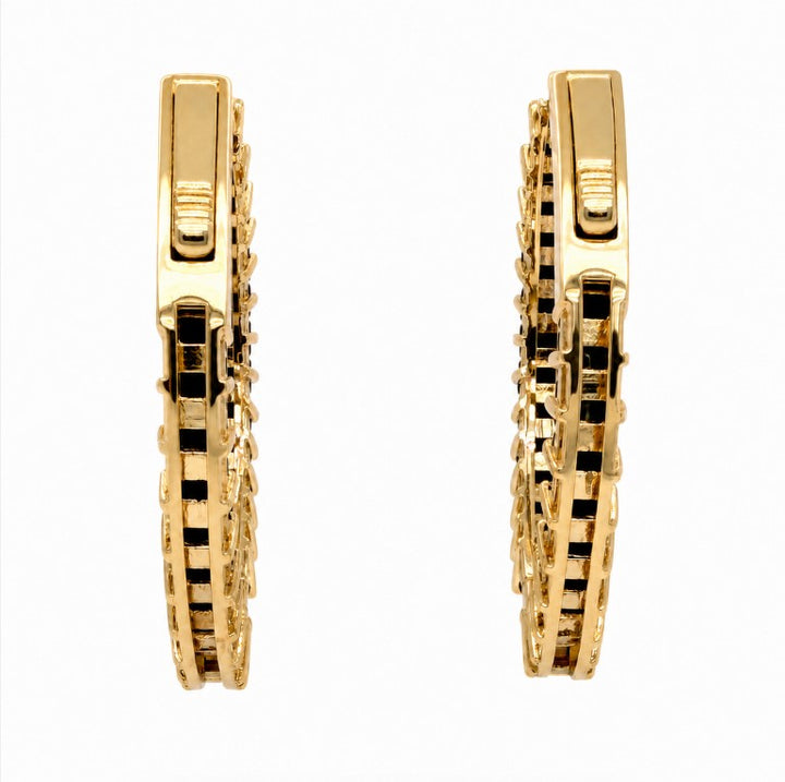 4.25 Ctw Black Spinel Hoop Earring in Brass Yellow Gold